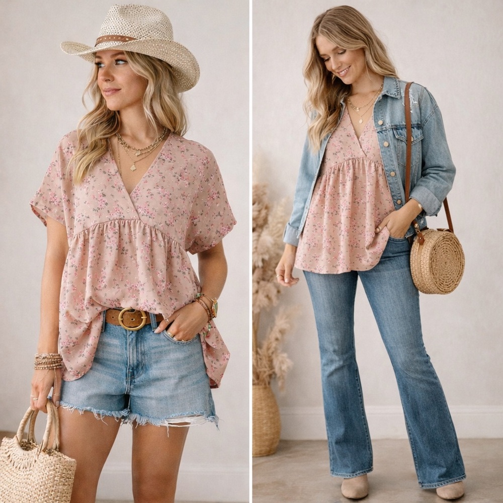 Floral V-Neck Blouse